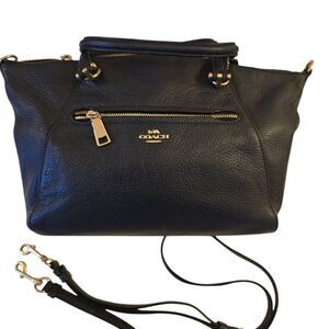 COACH LEATHER HANDBAG PRAIRIE SATCHEL NAVY MODERN QUIET LUXURY